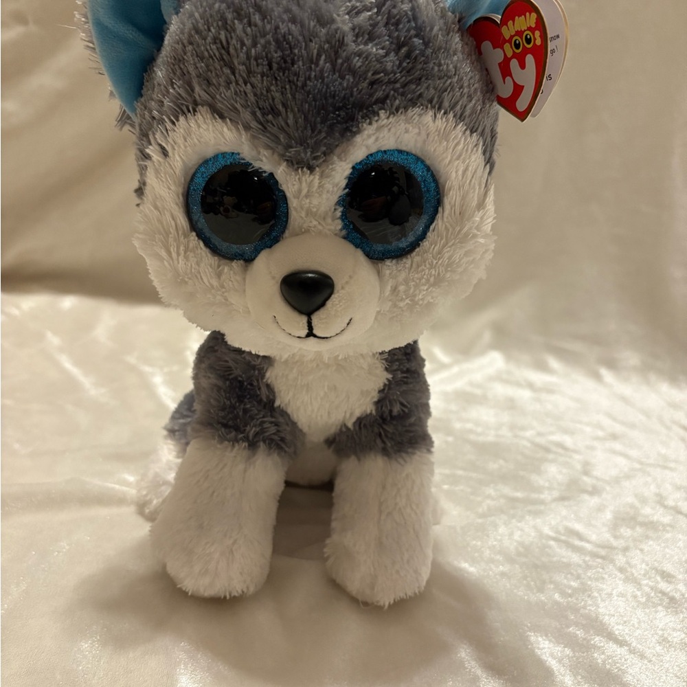 Ty Beanie “Slush” Husky Plush - Blue and White